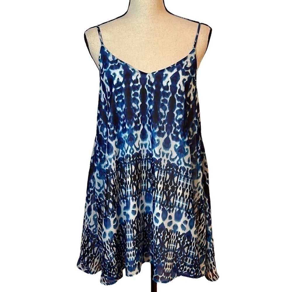 Show Me Your Mumu Blue & White Print Mini Dress Sz-XS